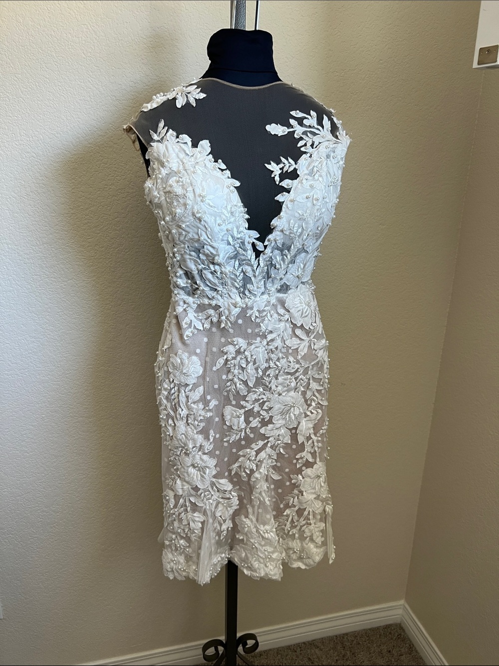 Tarik Ediz short lace bridal / formal gown